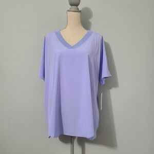 Athleta Zephyr V-Neck Smooth Athletic Tee‎ In Lavender Size 2X NWT